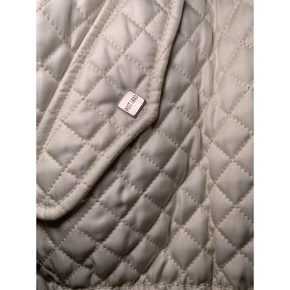 Post Card Italy Quilted Jacket Ivory Cream Removable Fur Trim Hood Sz 4 Eu 40 - Picture 5 of 16